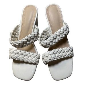 Women’s Braided Strapped Sandals Size 9 White NWT Heels Wedge